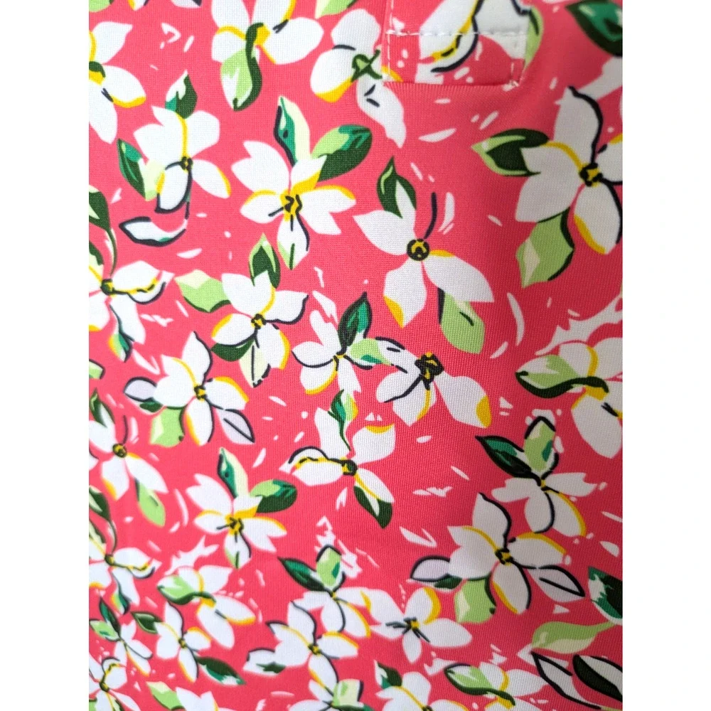 Mens Golf Polo Shirt Moisture Wicking 3XL Pink White Plumeria Polo hirt - Picture 4 of 9